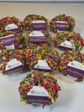 BERLINI MALIBU YARN LOT OF 10 - 57 YARDS EACH COLOR 87 TULIPS MADE IN ITALY NEW